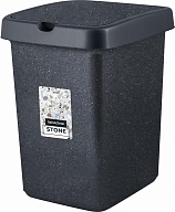 Контейнер для мусора Spin&Clean коллекция Stone, с поворотно-откидной крышкой, 25л, квадратный, 295х335х420 (SC4605)